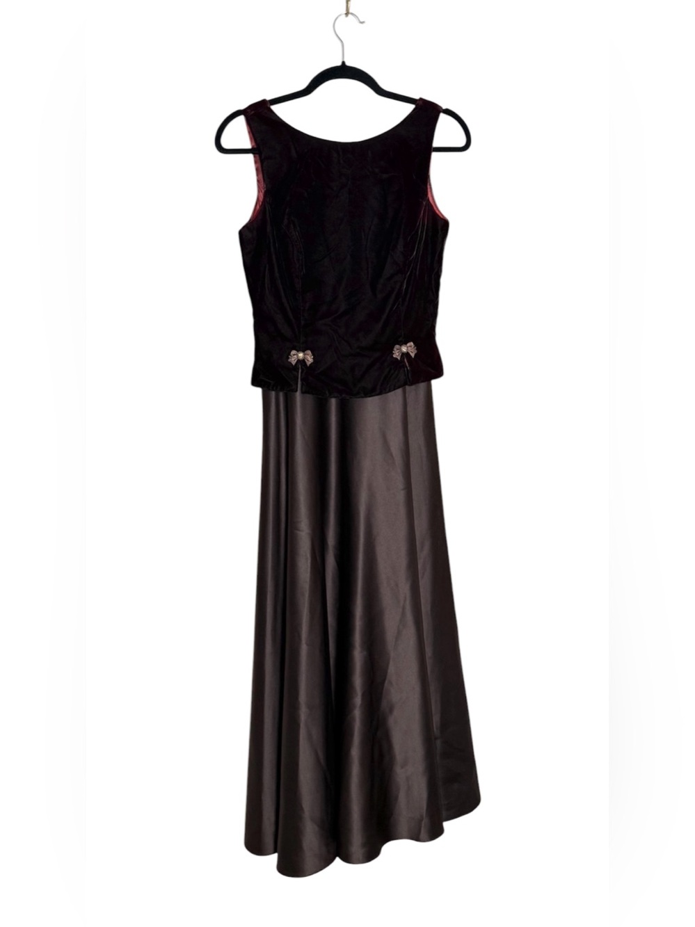 Vintage Scott McClintock Velvet Overlay Satin Gown Party Dress Brown Size 6